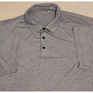 Walter Hagen Polo Shirt Mens XXL Grey Blue Striped 11 Majors Performance Stretch